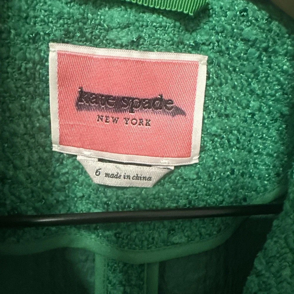 Kate Spade‎ Size 6 Sequin Tinsel Tweed Blazer Double Breasted Tropical Leaf Chic